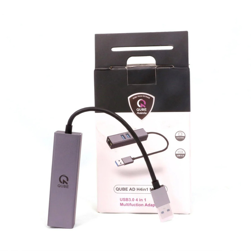 Qube AD 4in1 USB Hub N23009 - Gray - محول